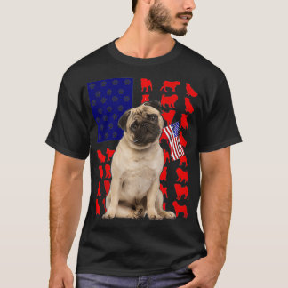 Camiseta Bandera Americana Pug 4 De Julio Perro Lover USA P