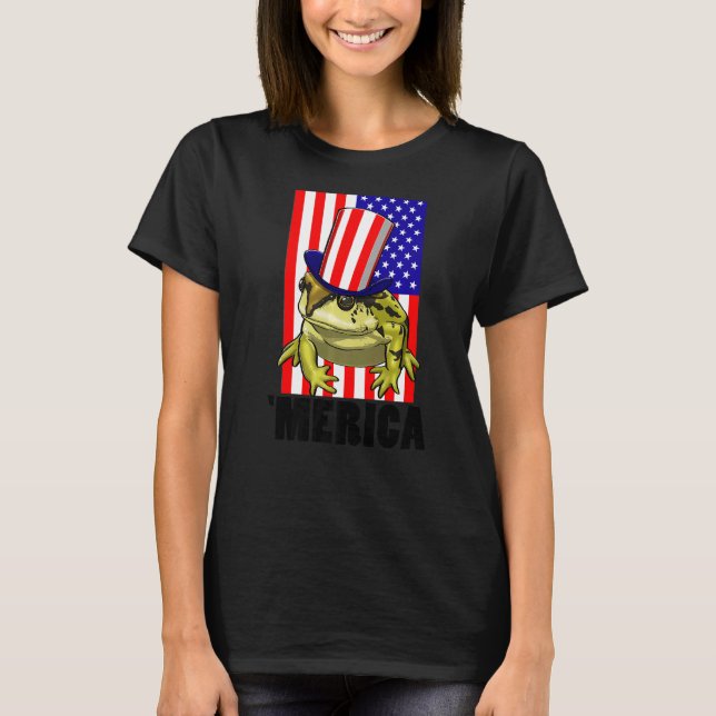 Camiseta Bandera Americana Rana Mujeres Ranas Amor (Anverso)