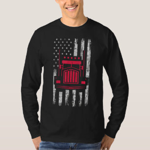 Camiseta Bandera Americana Red Truck Mechank Semi Truck Dri
