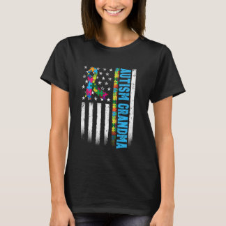 Camiseta Bandera Americana Retro Abuela Conciencia Autismo