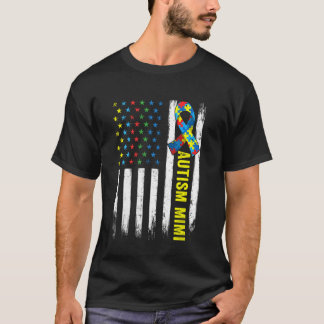 Camiseta Bandera Americana Retro Autismo Mimi Conciencia Au