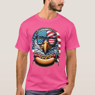 Camiseta Bandera Americana Retro Bald Eagle Hotdog 4 De Jul