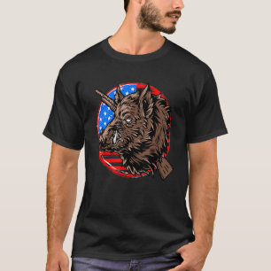 Camiseta Bandera Americana Retro Hog Hunter Vintage Boar Hu