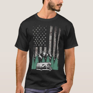 Camiseta Bandera Americana Retro Rv Allí Regalo Camping Car