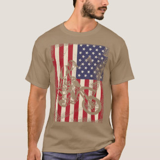 Camiseta Bandera Americana Retro Vintage Dirt Bike Motocros