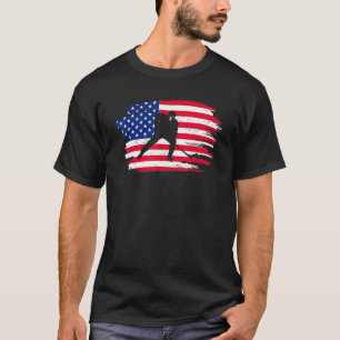 Camiseta Bandera Americana Retro Vintage Hockey 4 De Julio