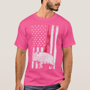 Camiseta Bandera Americana Rifle Hog Boar Caza De Cerdo Usa