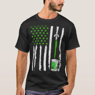 Camiseta Bandera Americana Rish Borrador de cerveza Shamroc