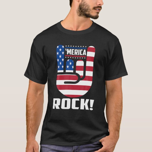 Camiseta Bandera Americana Rock Patriótico 4 De Julio (Anverso)
