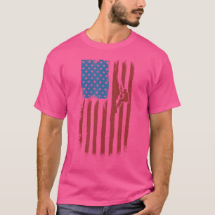 Camiseta Bandera Americana Roja Blanca Y Azul Escalada En R