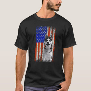 Camiseta Bandera Americana Siberian Husky Dog Dad Mom Puppy