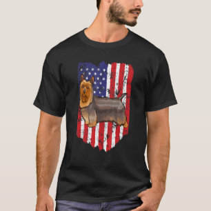 Camiseta Bandera Americana Silky Terrier 4 De Julio EEUU
