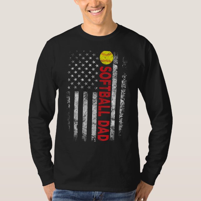 Camiseta Bandera Americana Softball Dad Patriotic 4 de juli (Anverso)