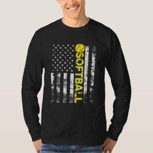 Camiseta Bandera Americana Softball Vintage equipo de fans