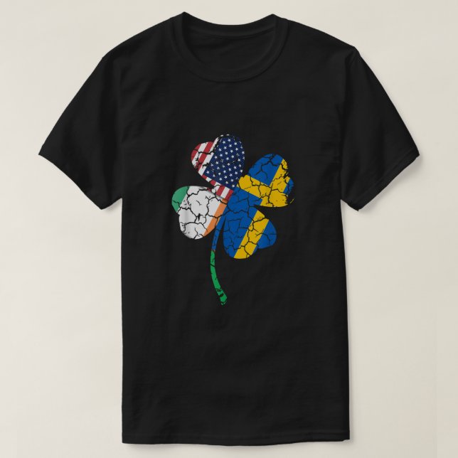 Camiseta Bandera Americana Sueca Shamrock St Patrics D (Diseño del anverso)