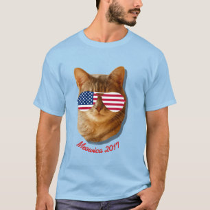 Camiseta Bandera americana T del gato de Meowica
