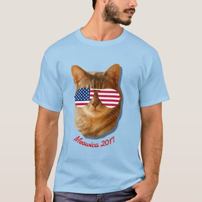 Camiseta Bandera americana T del gato de Meowica (Anverso)