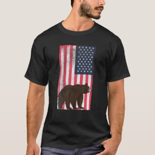 Camiseta Bandera Americana T USA Hunter Grizzly Bear Hunti