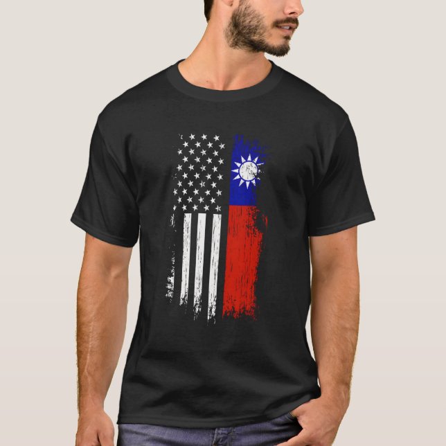 Camiseta Bandera Americana Taiwanesa Orgullo Taiwán Ue (Anverso)