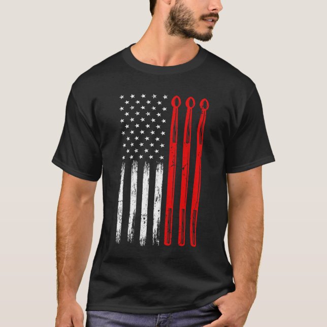 Camiseta Bandera americana tambalea a los tambores de Estad (Anverso)
