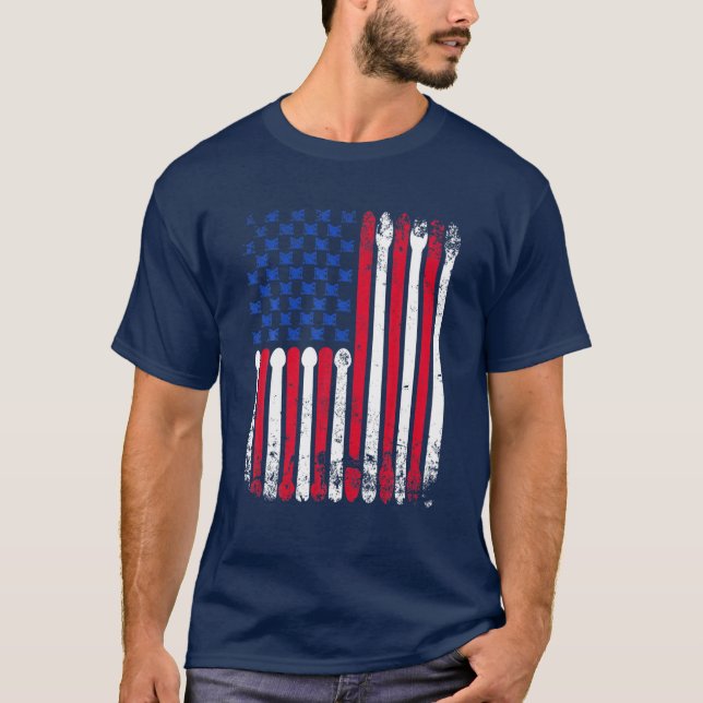 Camiseta Bandera americana tambores vintage Drummer (Anverso)