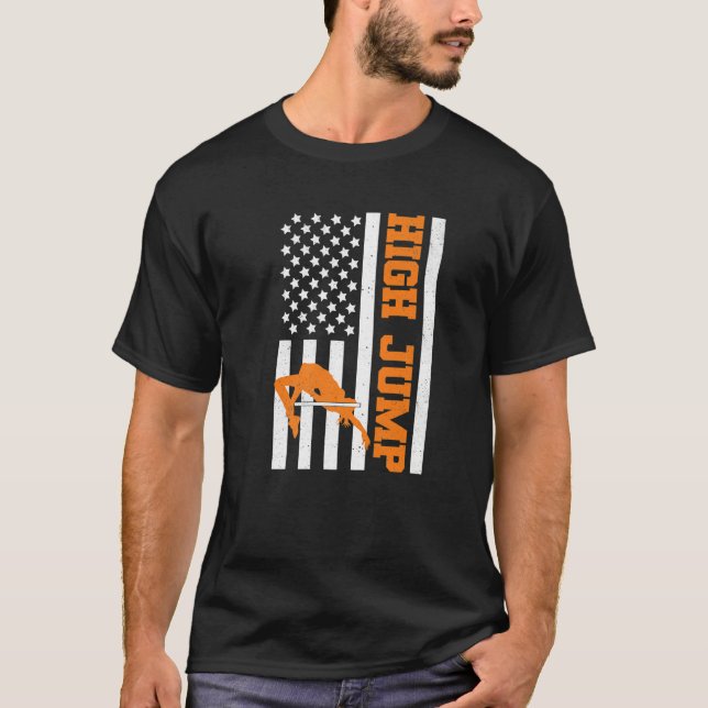 Camiseta Bandera Americana Track And Field High Jump USA Hi (Anverso)