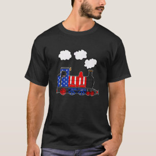 Camiseta Bandera Americana Tren de vapor 4 de julio Ferroca