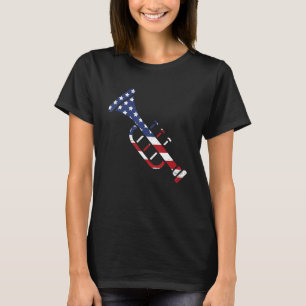 Camiseta Bandera Americana Trumpet Brass Instrumento musica