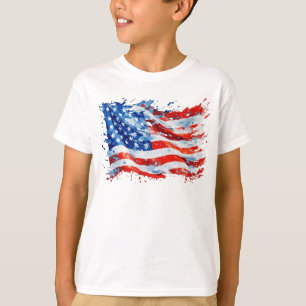 Camiseta Bandera Americana USA Acuarela 4 de Julio