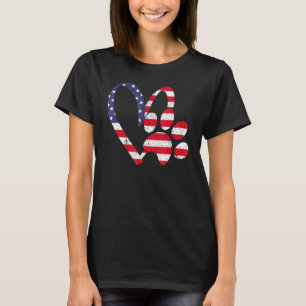 Camiseta Bandera Americana Usa Love Dog Paw Print Animal Pa