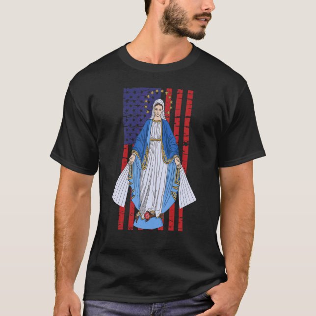 Camiseta Bandera Americana USA Marian Our Lady Prayer (Anverso)