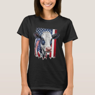 Camiseta Bandera Americana Vaca Heifer US 4 De Julio Farm C