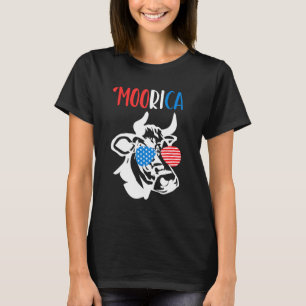 Camiseta Bandera Americana Vaca Merica Moorica 4 De Julio