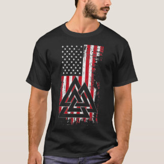 Camiseta Bandera americana Viking Valknut Nordic Runet Celt