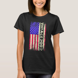 Camiseta Bandera Americana Vintage 2002 de 20 Años Cumpleañ