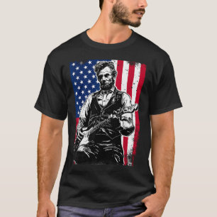 Camiseta Bandera Americana Vintage Abe Lincoln Tocando