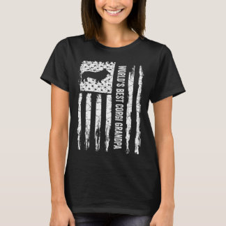 Camiseta Bandera Americana Vintage Abuelo Corgi Mejor del M
