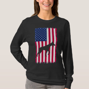 Camiseta Bandera Americana Vintage Amp Doberman Dog Silhoue