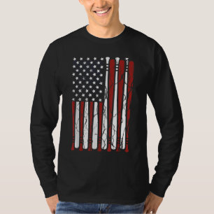 Camiseta Bandera Americana Vintage Béisbol Hombres Aparatos