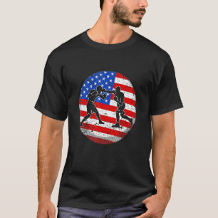 Camiseta Bandera Americana Vintage Boxeo  4 De Julio Mujere