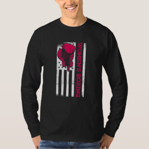 Camiseta Bandera Americana Vintage Boxeo Distressed Mujer B
