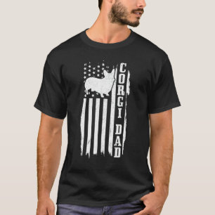 Camiseta Bandera Americana Vintage Corgi Padre Perro Para D