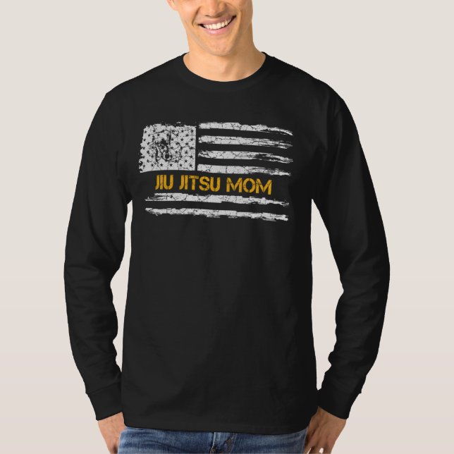 Camiseta Bandera Americana Vintage Jiu Jitsu Mom (Anverso)
