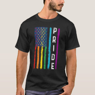 Camiseta Bandera Americana Vintage Lgbt Orgullo Gay Lesbian