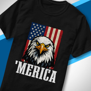 Camiseta Bandera Americana Vintage Patriótica Águila Calva