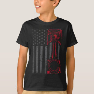 Camiseta Bandera Americana Vintage Pistón Coche Musculoso D