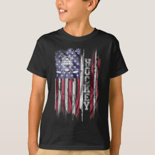Camiseta Bandera Americana Vintage Silueta de jugador de ho