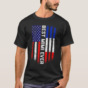 Camiseta Bandera Americana y Bandera de Francia Mejor Mimi
