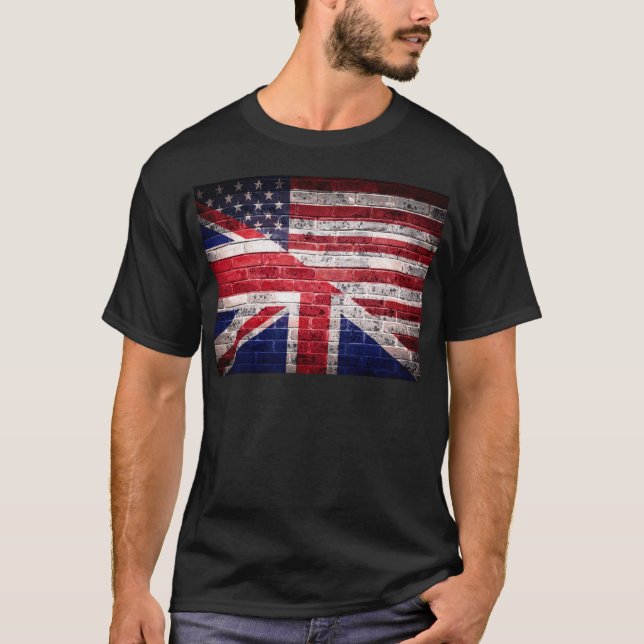 Camiseta Bandera americana y británica (Anverso)