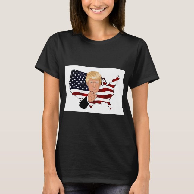 Camiseta Bandera americana y presidente triunfo (Anverso)